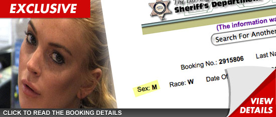 Lindsay Lohan booking sheet