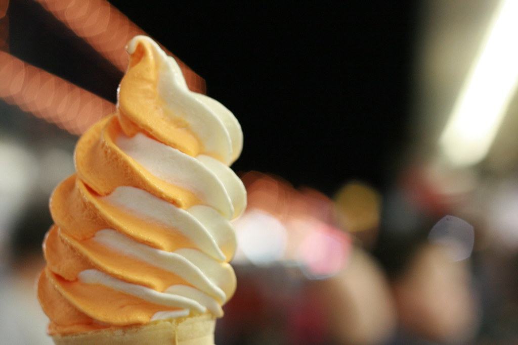 frozen custard with boardwalk bokeh