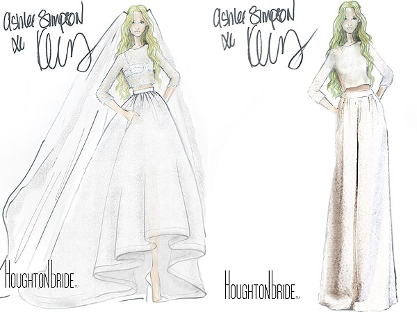 Ashlee Simpson wedding dress sketches