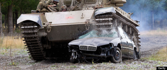 tank crushing car