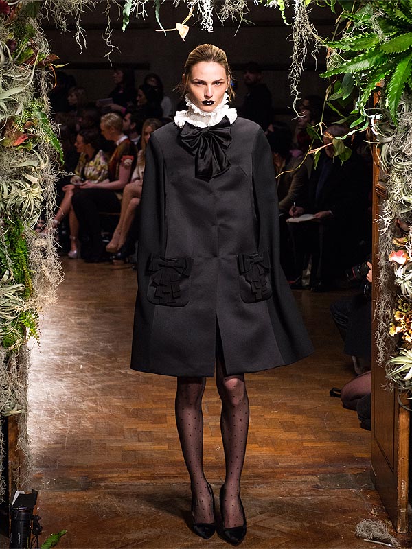 Andreja Pejic walks the runway at the Giles show