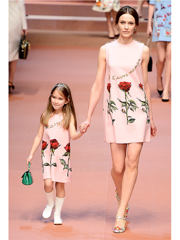 A model walks the runway at the Dolce&Gabbana show