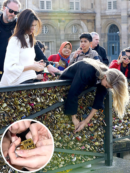 Kendall Jenner and Gigi Hadid on Love Lock Bridge