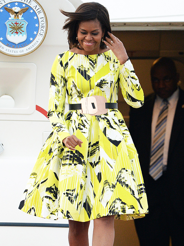 Michelle Obama is seen upon arriving at Tokyo International Airport